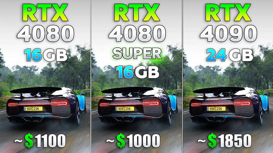 Видеокарты RTX 4080, RTX 4080 SUPER и RTX 4090 сравнили в 8 играх